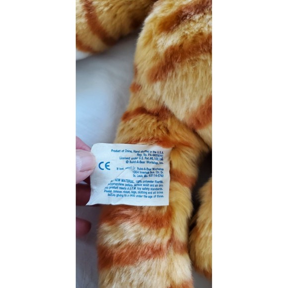 Build A Bear Orange Striped Tabby Cat Plush Stuffed Toy 18” Meow Button In Hand - Picture 8 of 11